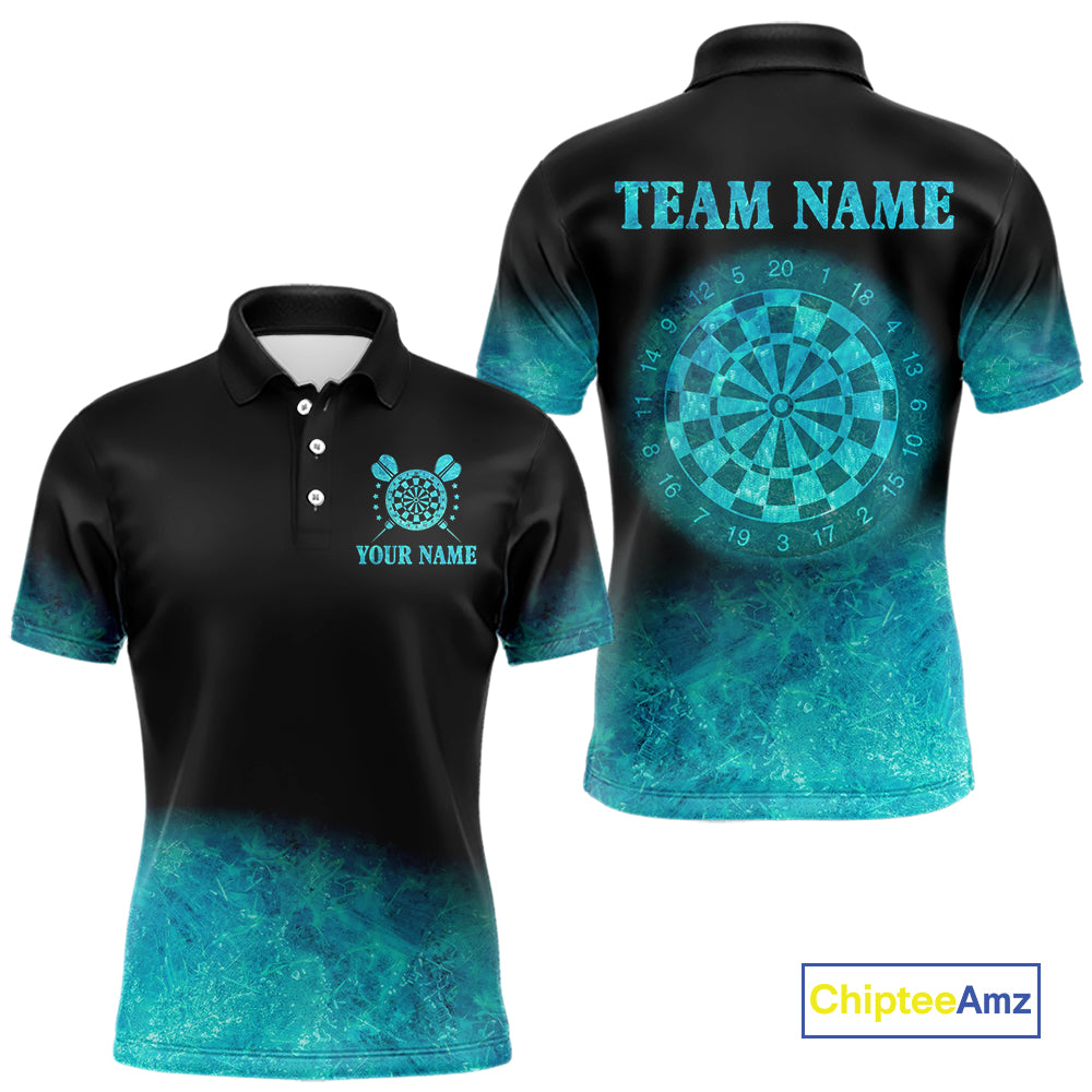 Personalized Sea Turquoise Gradient Darts Polo & Quarter Zip Custom Dart Shirt For Men Dart Jersey TDM4710