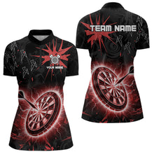 Load image into Gallery viewer, Custom Dart Jerseys For Women, Black And Red Dartboard Thunder Lightning Darts Shirts Polo &amp; 1/4 Zip TDM3666