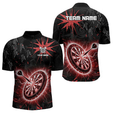 Load image into Gallery viewer, Custom Dart Jerseys For Men, Black And Red Dartboard Thunder Lightning Darts Shirts Polo &amp; 1/4 Zip TDM3666