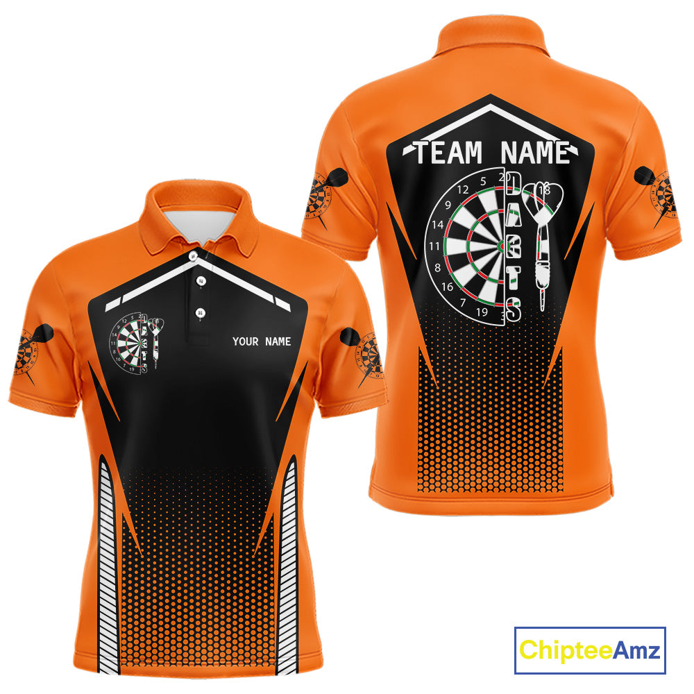 Orange Sport Style Dart Arrows Dart Polo & 1/4 Zip Shirts For Men, Dart Jerseys NYN0059