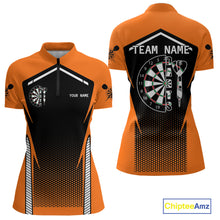 Load image into Gallery viewer, Orange Sport Style Dart Arrows Dart Polo &amp; 1/4 Zip Shirts For Women, Dart Jerseys NYN0059
