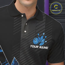Load image into Gallery viewer, Personalized Fire Flame Bowling Jersey For Men Custom Bowling Team Shirt Polo &amp; 1/4 Zip |Blue TDM6239