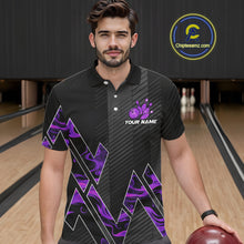 Load image into Gallery viewer, Personalized Fire Flame Bowling Jersey For Men Custom Bowling Team Shirt Polo &amp; 1/4 Zip |Purple TDM6240