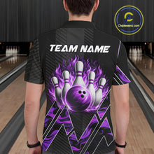 Load image into Gallery viewer, Personalized Fire Flame Bowling Jersey For Men Custom Bowling Team Shirt Polo &amp; 1/4 Zip |Purple TDM6240