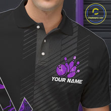 Load image into Gallery viewer, Personalized Fire Flame Bowling Jersey For Men Custom Bowling Team Shirt Polo &amp; 1/4 Zip |Purple TDM6240