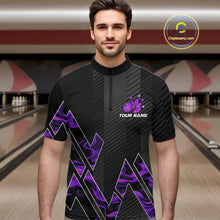 Load image into Gallery viewer, Personalized Fire Flame Bowling Jersey For Men Custom Bowling Team Shirt Polo &amp; 1/4 Zip |Purple TDM6240