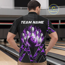 Load image into Gallery viewer, Personalized Fire Flame Bowling Jersey For Men Custom Bowling Team Shirt Polo &amp; 1/4 Zip |Purple TDM6240