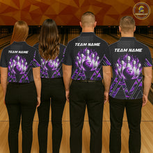 Load image into Gallery viewer, Personalized Fire Flame Bowling Jersey For Men Custom Bowling Team Shirt Polo &amp; 1/4 Zip |Purple TDM6240
