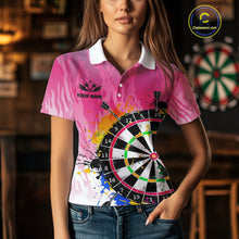 Load image into Gallery viewer, Funny Dartboards Colorful Paint Aim Shoot Swear Repeat Custom Women Darts Shirt, Dart Jerseys |Pink TDM4115