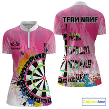 Load image into Gallery viewer, Funny Dartboards Colorful Paint Aim Shoot Swear Repeat Custom Women Darts Shirt, Dart Jerseys |Pink TDM4115