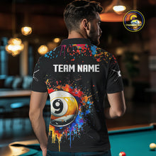Load image into Gallery viewer, Funny 8&amp;9 Ball Pool Colorful Paint Splash Billiard Shirt For Men Custom Billiard Team Jerseys TDM4295