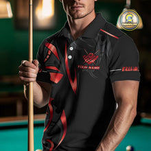 Load image into Gallery viewer, Customized 8 Ball Pool Crown Men Billiard Shirts, Red And Black Billiard Team Shirt Pool Jerseys TDM4728