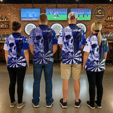 Load image into Gallery viewer, White &amp; Blue Skull Dartboard Custom Men Dart Quarter-Zip Shirt Retro Grunge Dart League Jerseys NYN2085