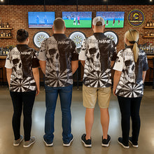 Load image into Gallery viewer, White &amp; Black Skull Dartboard Custom Men Dart Quarter-Zip Shirt Retro Grunge Dart League Jerseys NYN2086