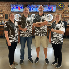 Load image into Gallery viewer, White &amp; Black Skull Dartboard Custom Men Dart Quarter-Zip Shirt Retro Grunge Dart League Jerseys NYN2086