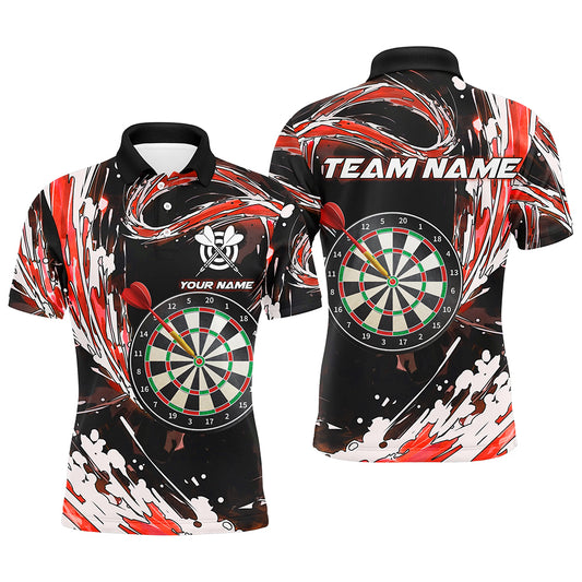 Personalized Red Waves 3D Dart Board Polo Shirts Custom Dart Shirts For Men Dart Jerseys TDM1189