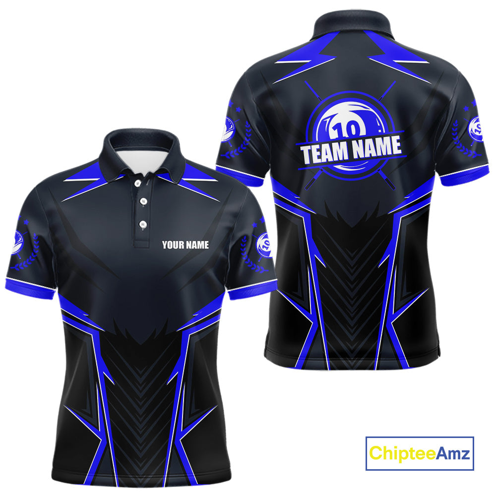 10 Ball Billiard Jerseys For Men Custom Polo & Quarter-Zip Billiard Team Shirt, 10 Ball Pool Shirt TDM3831