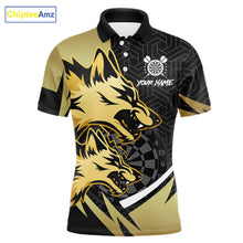 Load image into Gallery viewer, Black And Gold Dartboard Wolf Darts Shirt For Men Custom Darts Jersey Team Polo &amp; 1/4 Zip TDM6470