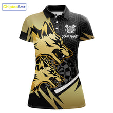 Load image into Gallery viewer, Black And Gold Dartboard Wolf Darts Shirt For Women Custom Darts Jersey Team Polo &amp; 1/4 Zip TDM6470