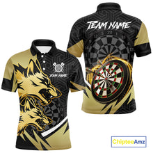 Load image into Gallery viewer, Black And Gold Dartboard Wolf Darts Shirt For Men Custom Darts Jersey Team Polo &amp; 1/4 Zip TDM6470