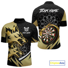 Load image into Gallery viewer, Black And Gold Dartboard Wolf Darts Shirt For Men Custom Darts Jersey Team Polo &amp; 1/4 Zip TDM6470