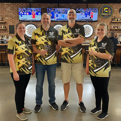 Black And Gold Dartboard Wolf Darts Shirt For Women Custom Darts Jersey Team Polo & 1/4 Zip TDM6470
