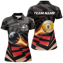Load image into Gallery viewer, Personalized 8 Ball &amp; 9 Ball Light Fire Billiard Shirts For Women Custom Billiard Apparel Jerseys TDM1957