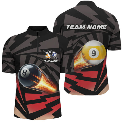 Personalized 8 Ball & 9 Ball Light Fire Billiard Shirts For Men Custom Billiard Apparel Jerseys TDM1957