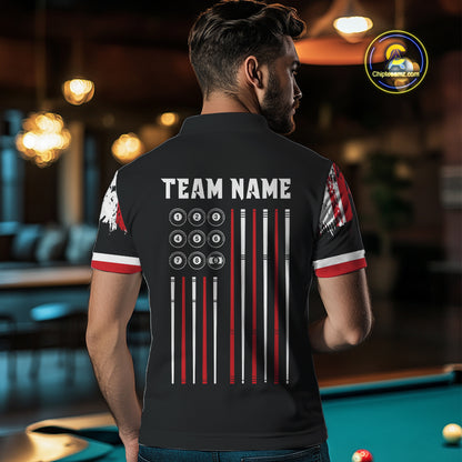 Personalized Grunge American Flag 9 Ball Pool Team Shirt For Men Custom Patriotic Billiard Shirts TDM4733