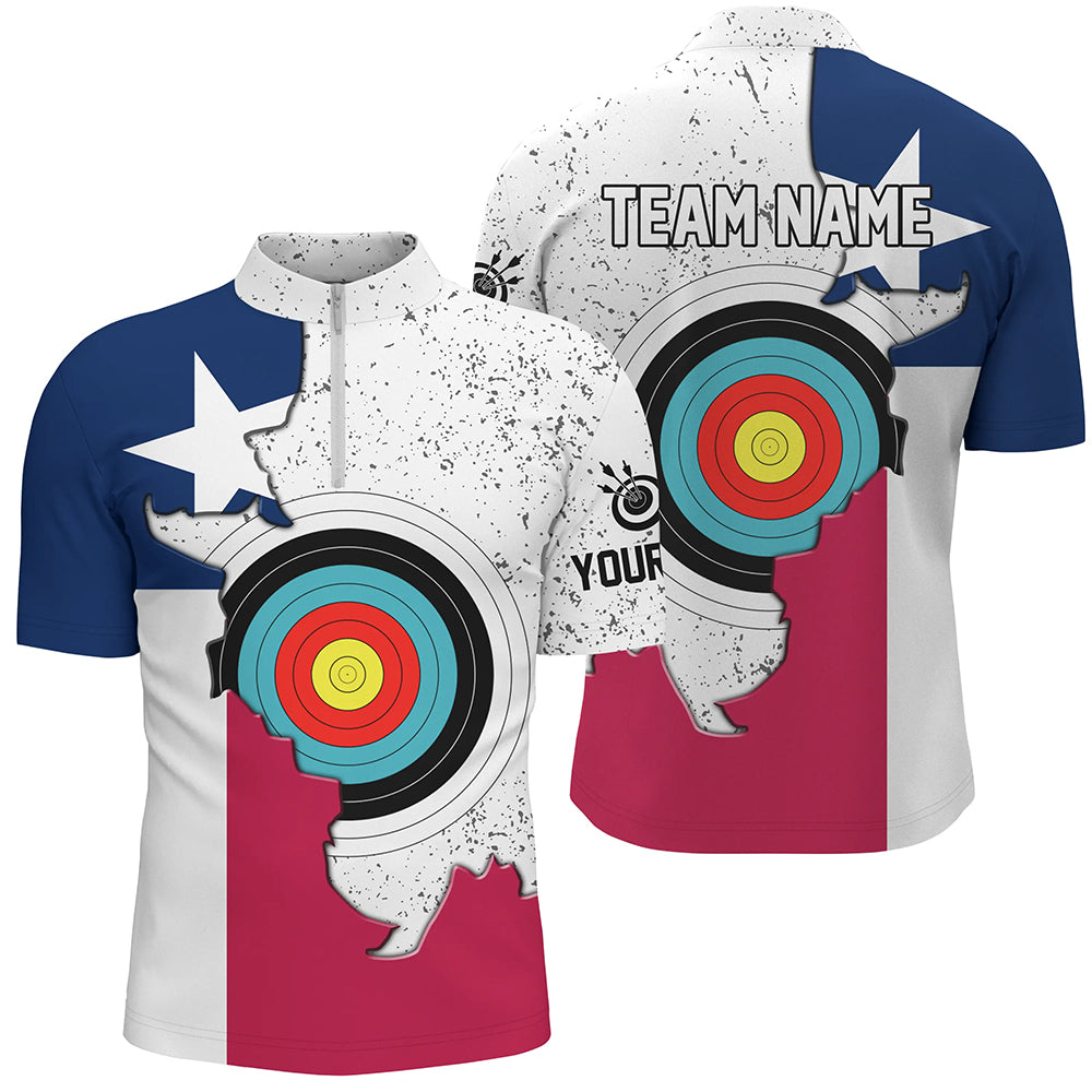 Personalized 3D Texas Archery Target Men Quarter-Zip Shirts, Texas Flag Shirts For Archers TDM0684