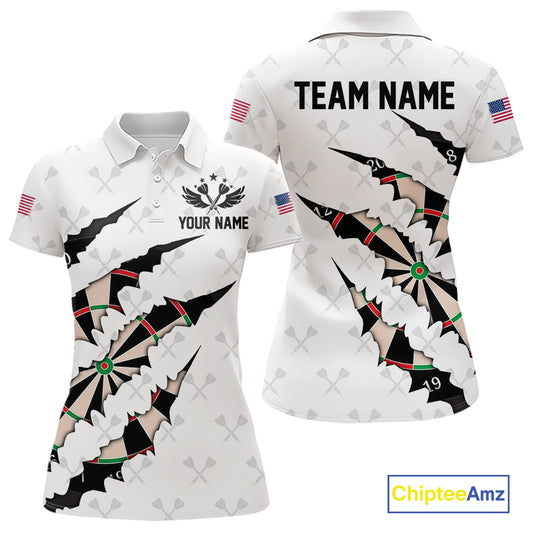 Personalized Scratch Darts Shirt For Women Custom Darts Jersey Team Polo & Quarter Zip |White TDM5867