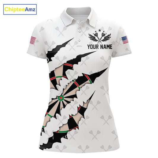 Personalized Scratch Darts Shirt For Women Custom Darts Jersey Team Polo & Quarter Zip |White TDM5867