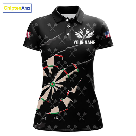Personalized Scratch Darts Shirt For Women Custom Darts Jersey Team Polo & Quarter Zip |Black TDM5868