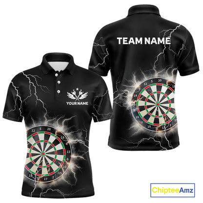 Custom Dartboard Thunder Lightning Dart Shirts For Men | Darts Polo & 1/4 Zip Team Jerseys TDM3961