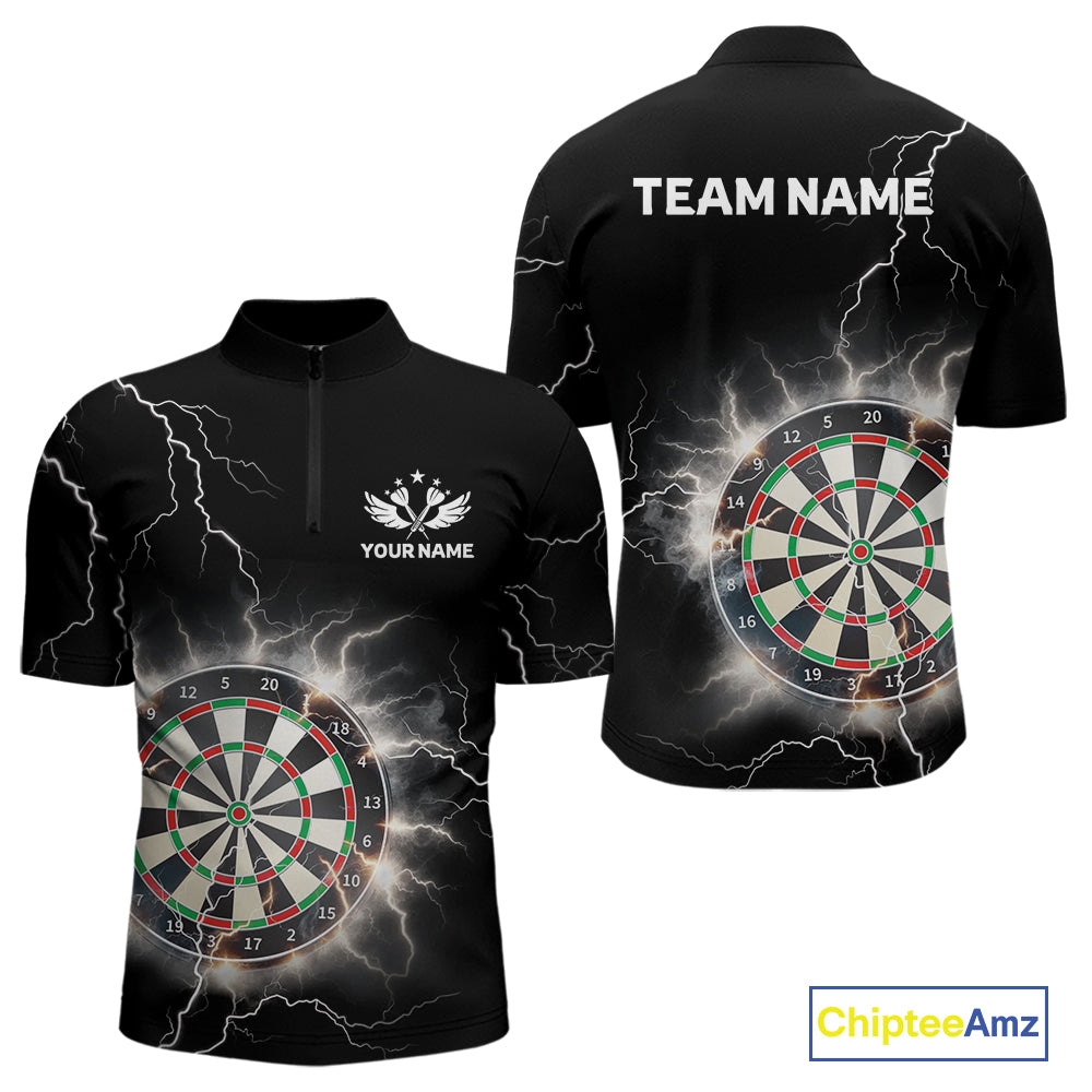 Custom Dartboard Thunder Lightning Dart Shirts For Men | Darts Polo & 1/4 Zip Team Jerseys TDM3961