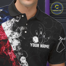 Load image into Gallery viewer, Custom Texas Flag Smoke Bowling Shirts For Men, Patriotic Texas Bowling Team Jersey Polo &amp; 1/4 Zip TDM6474