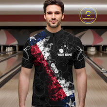 Load image into Gallery viewer, Custom Texas Flag Smoke Bowling Shirts For Men, Patriotic Texas Bowling Team Jersey Polo &amp; 1/4 Zip TDM6474