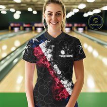 Load image into Gallery viewer, Custom Texas Flag Smoke Bowling Shirts For Women, Patriotic Texas Bowling Team Jersey Polo &amp; 1/4 Zip TDM6474