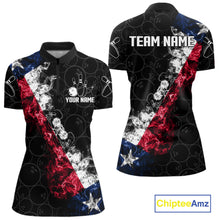Load image into Gallery viewer, Custom Texas Flag Smoke Bowling Shirts For Women, Patriotic Texas Bowling Team Jersey Polo &amp; 1/4 Zip TDM6474