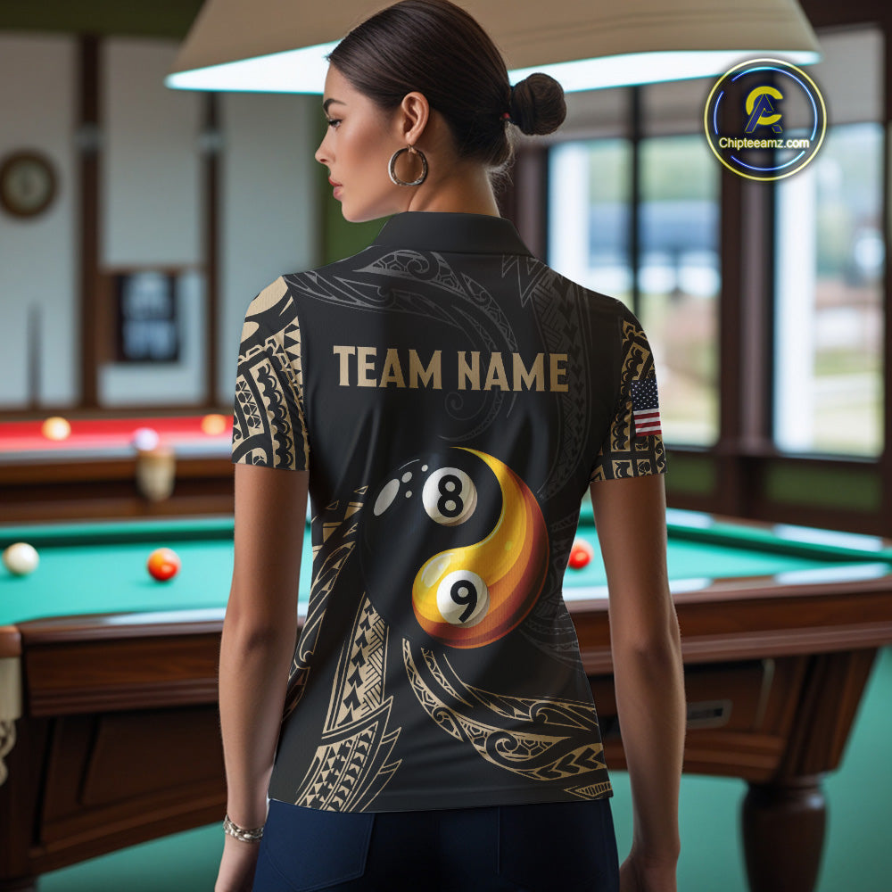 Personalized Funny Yin And Yang Tribal Billiard Shirt For Women Custom 8 Ball & 9 Ball Pool Jerseys TDM4506