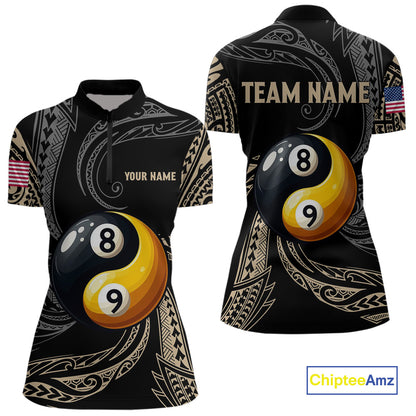 Personalized Funny Yin And Yang Tribal Billiard Shirt For Women Custom 8 Ball & 9 Ball Pool Jerseys TDM4506