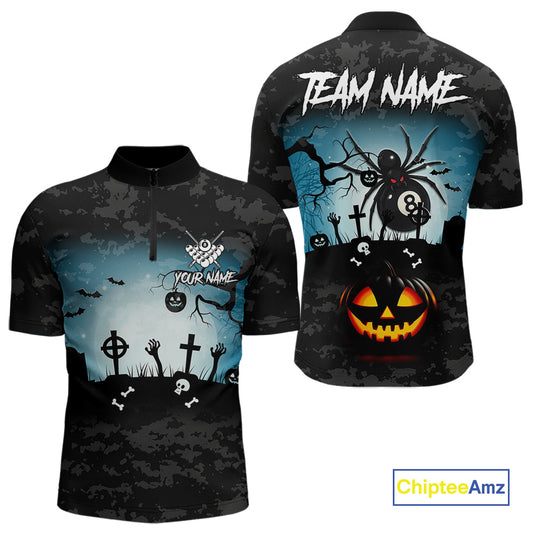 Personalized Funny Halloween Billiard Shirt For Men Custom Spider 8 Ball Pool Team Jerseys TDM4507
