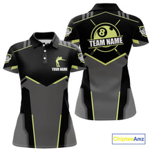 Load image into Gallery viewer, Billiard Jerseys For Women Custom Polo &amp; 1/4 Zip Billiard Shirt, Team Pooler Short Sleeve|Green Neon TDM4741