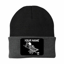 Load image into Gallery viewer, Personalized Skull 9 Ball Billiard Knit Beanie Hat With Rectangle Patch Custom Billiard Knit Cap TDM4941