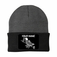 Load image into Gallery viewer, Personalized Skull 9 Ball Billiard Knit Beanie Hat With Rectangle Patch Custom Billiard Knit Cap TDM4941