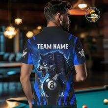 Load image into Gallery viewer, Personalized Thunder Lightning Wolf Billiard Shirt For Men, 8 Ball Billiard Team Jerseys |Blue TDM4520