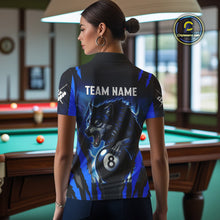 Load image into Gallery viewer, Personalized Thunder Lightning Wolf Billiard Shirt For Women, 8 Ball Billiard Team Jerseys |Blue TDM4520