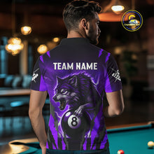 Load image into Gallery viewer, Personalized Thunder Lightning Wolf Billiard Shirt For Men, 8 Ball Billiard Team Jerseys |Purple TDM4521