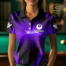 Load image into Gallery viewer, Personalized Thunder Lightning Wolf Billiard Shirt For Women, 8 Ball Billiard Team Jerseys |Purple TDM4521