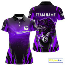 Load image into Gallery viewer, Personalized Thunder Lightning Wolf Billiard Shirt For Women, 8 Ball Billiard Team Jerseys |Purple TDM4521